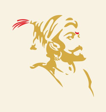 Chhatrapati Shivaji Maharaj Hint hükümdarı ve Bhonsle Maratha klanının ana hatları, silüet düzenlenebilir illüstrasyon üyesi.