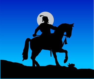 Chhatrapati Shivaji Maharaj Hint hükümdarı ve Bhonsle Maratha klanının ana hatları, silüet düzenlenebilir illüstrasyon üyesi.
