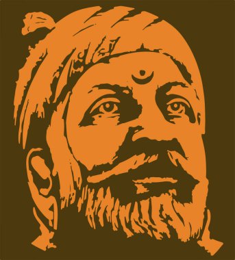 Chhatrapati Shivaji Maharaj Hint hükümdarı ve Bhonsle Maratha klanının ana hatları, silüet düzenlenebilir illüstrasyon üyesi.