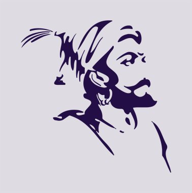 Chhatrapati Shivaji Maharaj Hint hükümdarı ve Bhonsle Maratha klanının ana hatları, silüet düzenlenebilir illüstrasyon üyesi.