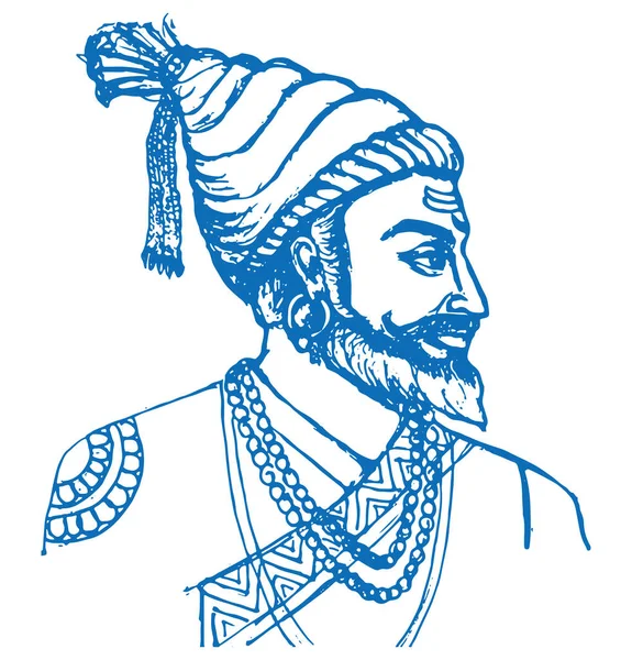 Desenho Esboço Chhatrapati Shivaji Maharaj Indiano Governante Membro Clã Bhonsle — Vetor de Stock