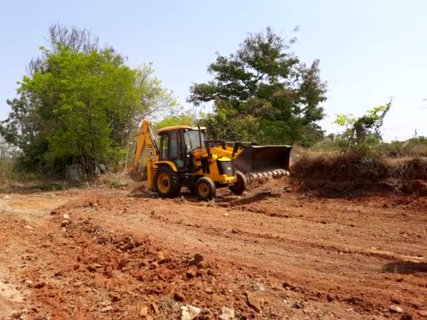 Bangalore Karnataka India Mar 2021 Closeup Jcb Cleaning Land Construction — Wideo stockowe