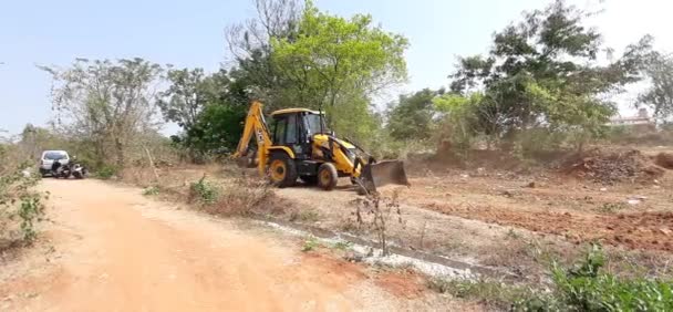 Bangalore Karnataka India Mar 2021 Closeup Jcb Cleaning Land Construction — Wideo stockowe