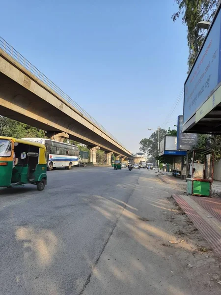 Bangalore Karnataka India Apr 2021 Closeup Namma Metro Flyover Bridge — стокове фото