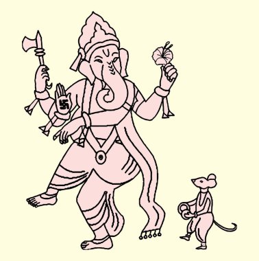 Lord Ganesha veya Vinayaka 'nın Çizimi veya Çizimi Düzenlenebilir Çizim
