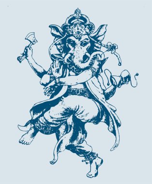 Lord Ganesha veya Vinayaka 'nın Çizimi veya Çizimi Düzenlenebilir Çizim