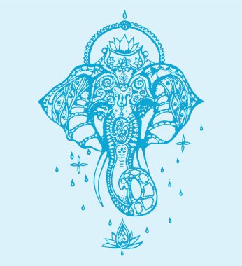 Lord Ganesha veya Vinayaka 'nın Çizimi veya Çizimi Düzenlenebilir Çizim
