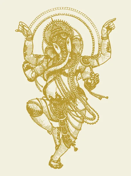 Disegno Schizzo Lord Ganesha Vinayaka Editable Outline Illustration — Vettoriale Stock