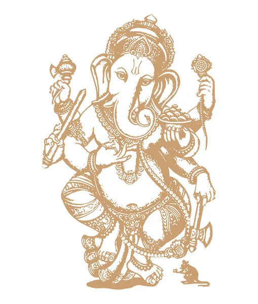 Dibujo Boceto Del Señor Ganesha Vinayaka Esquema Editable Ilustración — Archivo Imágenes Vectoriales