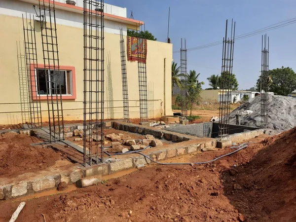Bangalore Karnataka India Apr 2021 Primo Piano Lavori Base Costruzione — Foto Stock