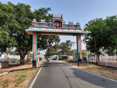 Doddaballapur, Karnataka, Hindistan-Nisan 18 2021: Shri Ghati Subrahmanya Tapınağı Hindu dini Puja tarihi eserine sahip yakın çekim