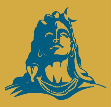 Hindistan 'ın ünlü ve güçlü tanrısı Lord Shiva, Parvati ve sembollerinin çizimi ya da çizimi.