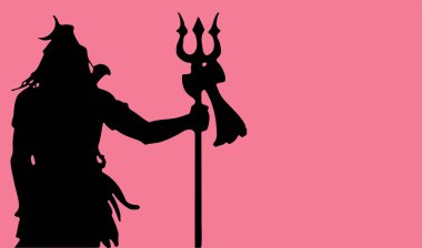 Hindistan 'ın ünlü ve güçlü tanrısı Lord Shiva, Parvati ve sembollerinin çizimi ya da çizimi.