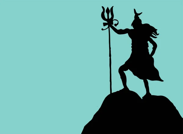 インドの有名で強力な神シヴァ神 パルヴァティと彼のシンボルの図面やスケッチアウトライン シルエット編集可能なイラスト — ストックベクタ