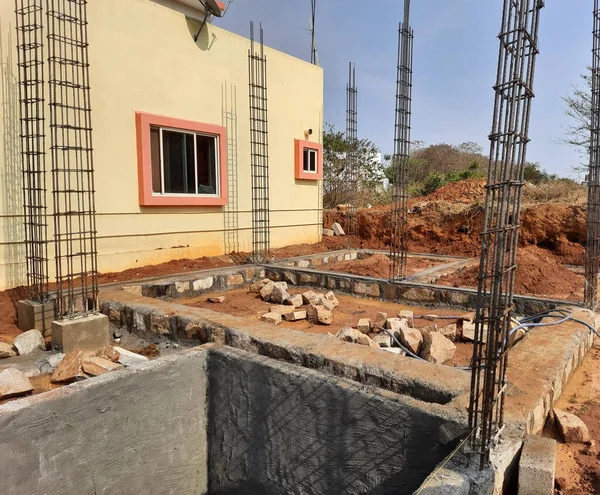 Bangalore Karnataka India Apr 2021 Κλείσιμο Βασικών Πρώτων Εργασιών Οικοδομικών — Φωτογραφία Αρχείου