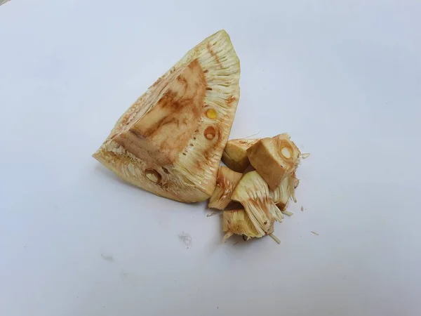 Ένα Κοντινό Πλάνο Του Νεαρού Jackfruit Slices Απομονωμένο Λευκό Φόντο — Φωτογραφία Αρχείου