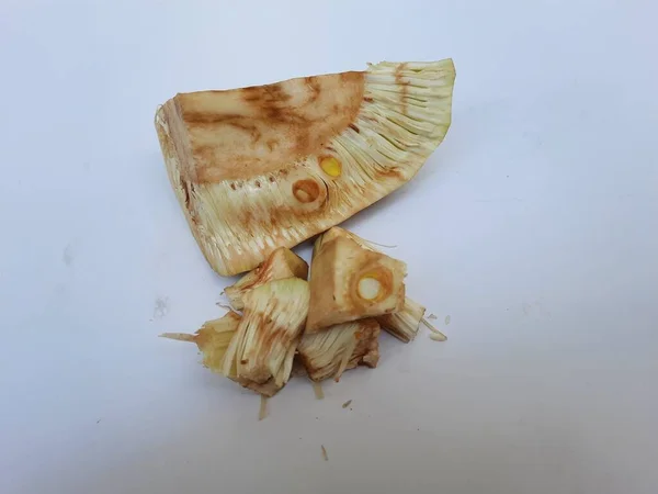 Ένα Κοντινό Πλάνο Του Νεαρού Jackfruit Slices Απομονωμένο Λευκό Φόντο — Φωτογραφία Αρχείου