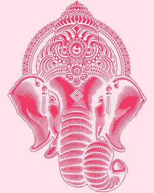 Lord Ganesha 'nın siluetinin çizimi veya çizimi ve düzenlenebilir çizimi