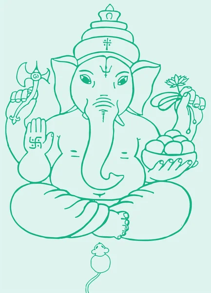 Disegno Schizzo Della Silhouette Lord Ganesha Illustrazione Modificabile — Vettoriale Stock