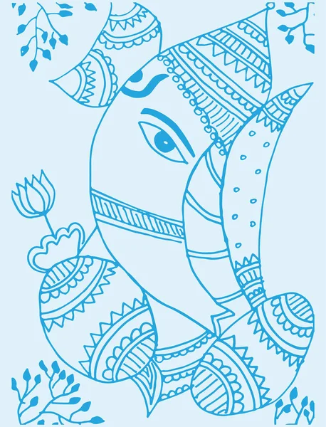 Ritning Eller Skiss Lord Ganesha Siluett Och Skissera Redigerbar Illustration — Stock vektor