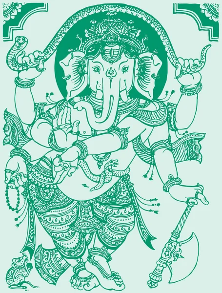 Tekening Tekening Van Lord Ganesha Silhouet Schets Bewerkbare Illustratie — Stockvector