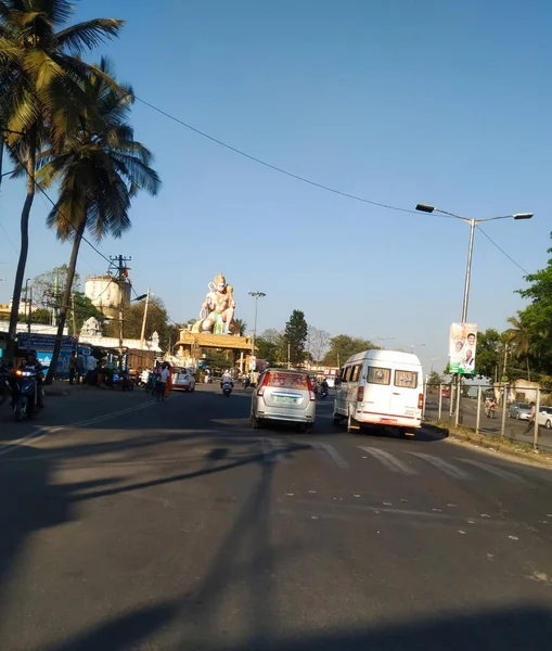 Ramanagara Karnataka India March 2021 Closeup Hanuman Statute Road Entrance — Stock Photo, Image