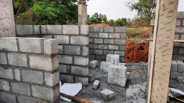 Bangalore Karnataka India Apr 2021 Closeup New Residential House Cement — Φωτογραφία Αρχείου