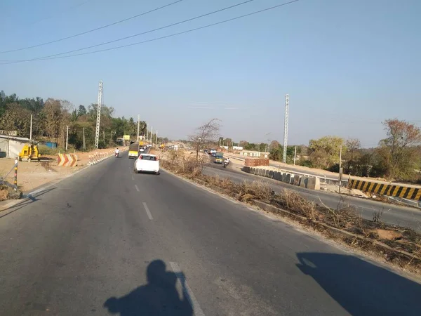 Bidadi Karnataka Índia Mar 2021 Encerramento Bela Construção Novas Estradas — Fotografia de Stock
