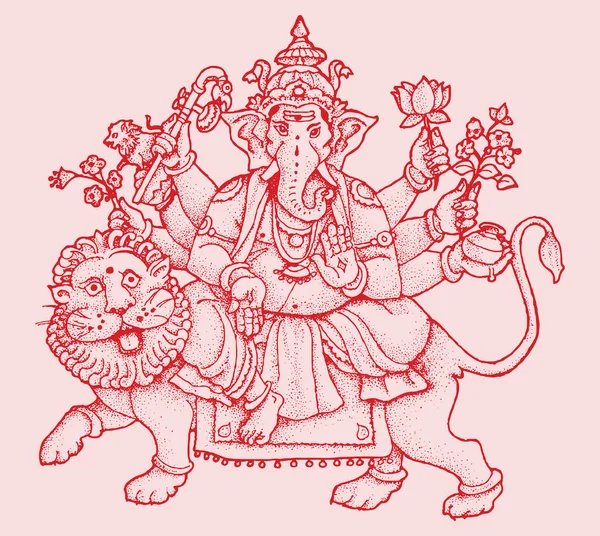 Rysunek Lub Szkic Lorda Ganesha Zarys Sylwetka Edytowalna Ilustracja — Wektor stockowy