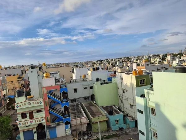 Bangalore Karnataka Indien Maj 2021 Närbild Vacker Himmel Med Stadsbild — Stockfoto