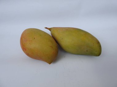 Tek kişilik Totapuri Raw Mango Meyvesi grubu beyaz arkaplanda izole edildi