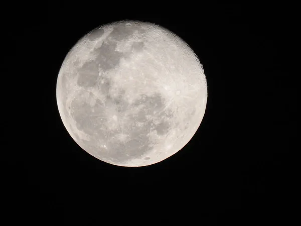 Primer Plano Hermosa Luna Llena Fondo Negro Nocturno Bangalore Karnataka — Foto de Stock