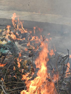 Çok güzel, için için için için için için yanan odun odunlarının yakın çekimi. Atmosferik sıcak arka plan, turuncu kamp ateşi ve gri kül. Şenlik ateşinin mükemmel tam kare görüntüsü.