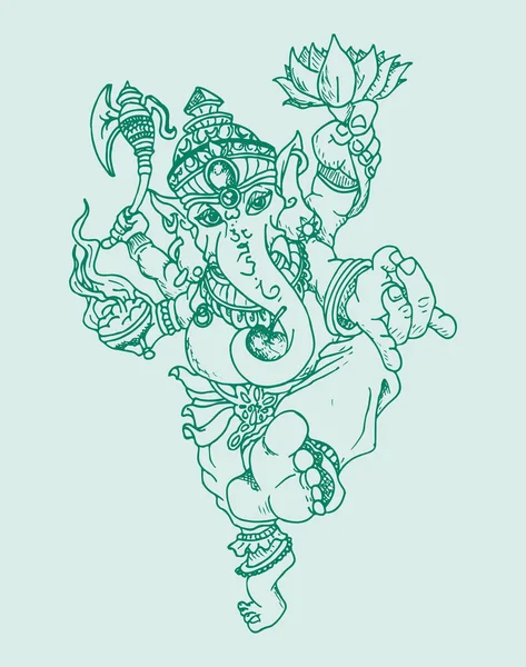 Dibujo Boceto Del Dios Hindú Señor Shiva Hijo Señor Ganesha — Archivo Imágenes Vectoriales