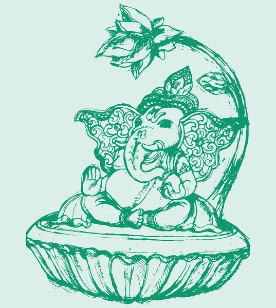 Desenho Esboço Deus Hindu Senhor Shiva Filho Senhor Ganesha Esboço —  Vetores de Stock