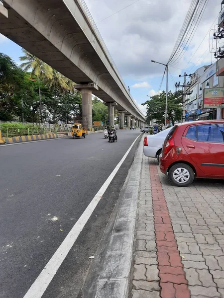 Bangalore Karnataka India Jun 2021 Closeup Empty Roads Due Covid — Fotografia de Stock