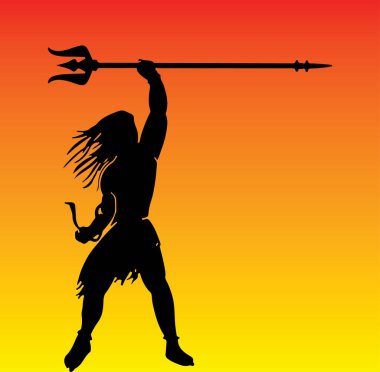 Drawing or Sketch of Lord Shiva outline and silhouette editable illustration