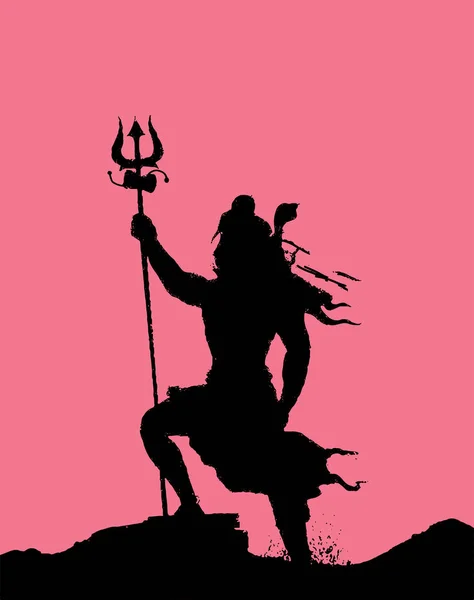 Drawing Sketch Lord Shiva Outline Silhouette Editable Illustration — Stok Vektör