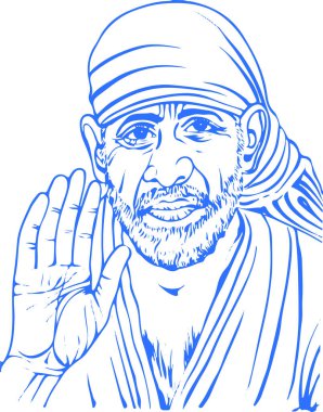 Kaliyug Hint Tanrısı Shirdi Sai Baba 'nın çizimi veya çizimi.