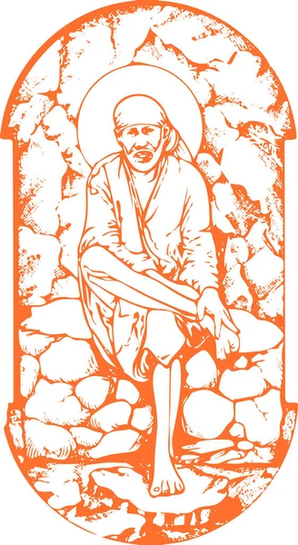 Σχέδιο Σκίτσο Του Kaliyug Ινδική Θεός Shirdi Sai Baba Περίγραμμα — Διανυσματικό Αρχείο