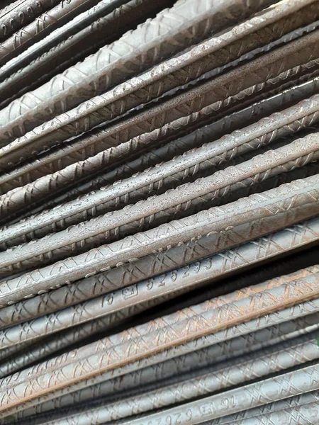 Closeup Building Construction Material Mild Steel Tmt Bars Size 12Mm — Stok fotoğraf