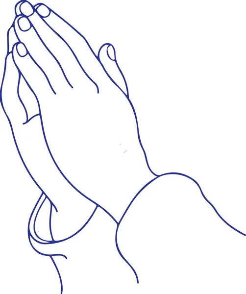 Drawing Sketch Praying Doing Namaste Hands Outline Editable Illustration — 图库矢量图片