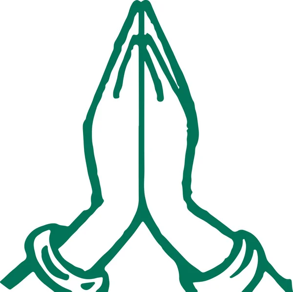 Σχέδιο Σκίτσο Της Προσευχής Κάνει Namaste Χέρια Περίγραμμα Επεξεργάσιμη Εικόνα — Διανυσματικό Αρχείο