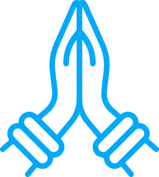 Σχέδιο Σκίτσο Της Προσευχής Κάνει Namaste Χέρια Περίγραμμα Επεξεργάσιμη Εικόνα — Διανυσματικό Αρχείο