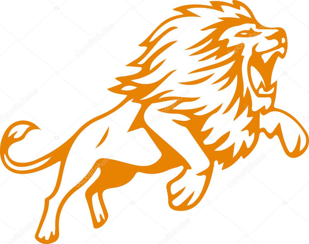 Drawing or Sketch of King of Forest Lion Outline Editable Illustration