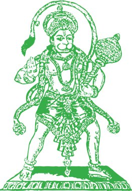 Lord Hanuman 'ın Çizimi ya da Taslak Düzenleme Çizimi. Güçlü ve güçlü tanrı Bhajarangi ya da Lord Shiva