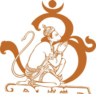 Lord Hanuman 'ın Çizimi ya da Taslak Düzenleme Çizimi. Güçlü ve güçlü tanrı Bhajarangi ya da Lord Shiva