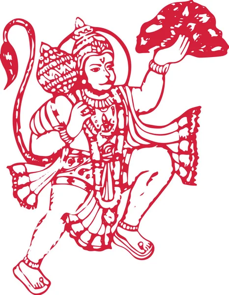 Zeichnung Oder Skizze Von Lord Hanuman Outline Editable Illustration Stärke — Stockvektor