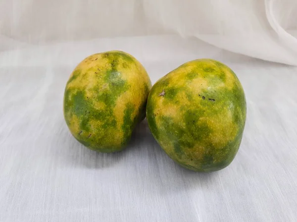 Closeup Beautiful Indian King Fruits Mango Bangapalli Isolated White Background — Stock Photo, Image