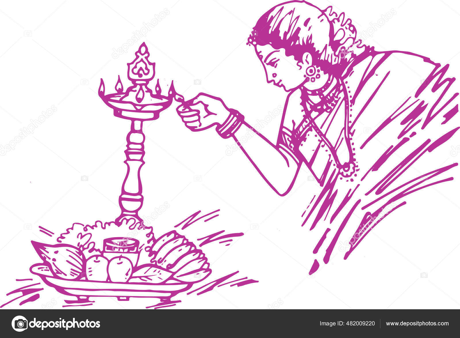 How to Draw Traditional Romantic Couple In Puja